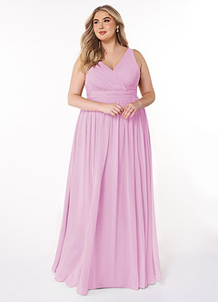 Azazie Kora Bridesmaid Dresses Candy Pink A-Line Pleated Chiffon Dress image10