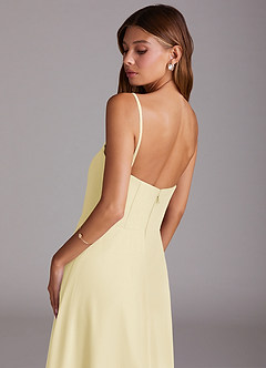 Azazie Wren Vestidos de damas de honor Vestido de Sorbete De Limón de Gasa de Corte en A Convertible con Corte Lateral image7