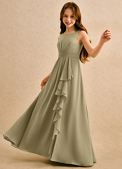 Azazie Chibi Girls Formal Flower Girl Dresses Moss Green A-Line Pleated Chiffon Dress image5