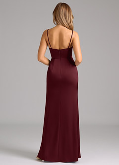 Azazie Aimee Bridesmaid Dresses Cabernet A-Line Sweetheart Neckline Stretch Satin Dress image2