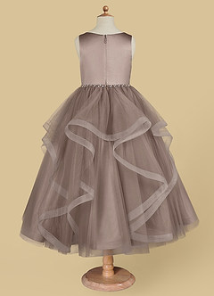 Azazie Sofia Flower Girl Dresses Taupe A-Line Beaded Tulle Dress image6