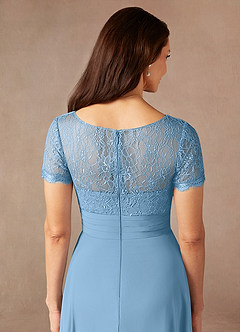 Azazie Polly Kleider für die Brautmutter A-Linie Spitze Chiffon Kleid Stahlblau image9