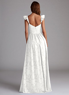 Azazie Denisse Robes de demoiselle d'honneur Robe Trapèze en Blumen-Burnout Rayé Blanc image3