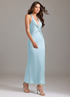 Azazie Valerie Bridesmaid Dresses Sky Blue Mermaid Pleated Stretch Satin Dress image4