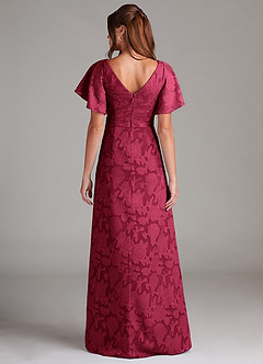 Azazie Ambrosia Bridesmaid Dresses Burgundy A-Line Pleated Floral Burnout Dress image7