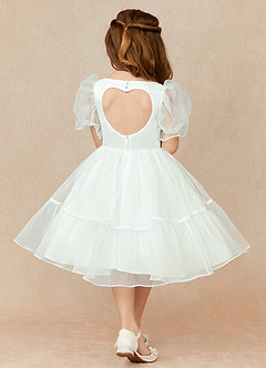 Azazie Lil Debbie Flower Girl Dresses Diamond White Ball-Gown Sweetheart Neckline Organza Dress image2