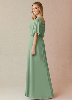 Azazie Cierra Robes de demoiselle d'honneur Robe Trapèze en Mousseline de soie Col en V Matcha image5