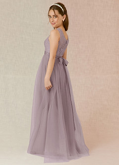 Azazie Georgette Junior Dusk A-Line Lace Tulle Dress image2