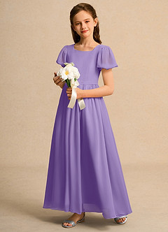 Azazie Joss Flower Girl Dresses Tahiti A-Line with Sleeves Chiffon Dress image11