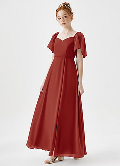 Azazie Chloe Junior A-Linie Herzausschnitt Chiffon Kleid Terrakotta image3