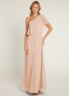 Azazie Lizzy Final Sale English Rose A-Line One Shoulder Chiffon Dress image2