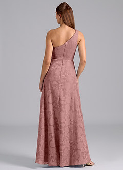 Azazie Brooke Robes de demoiselle d'honneur Robe Trapèze en Blumen-Burnout Ue épaule Rose Poussiéreuse image2