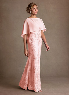 Azazie Amrita Mère de la mariée Robes Robe Sirène en Mousseline de soie Dentelle Rose Pâle image2