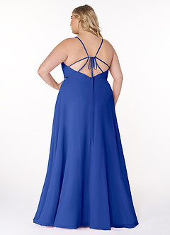 Azazie Everleigh Abiti da Damigella Abito A-Line in Chiffon con Scollo a Cuore a Pieghe Blu Reale image9