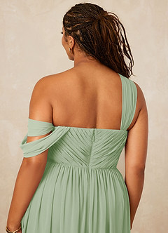 Christian Siriano Bridal for Azazie 1014 Robes de demoiselle d'honneur Robe Trapèze en Mousseline de soie Épaule décolletée Vert Sauge image8