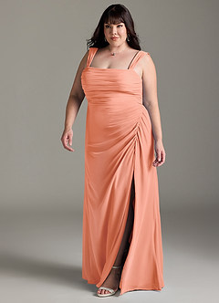 Azazie Jesaphine Bridesmaid Dresses Sunset Sheath Bow Chiffon Dress image12