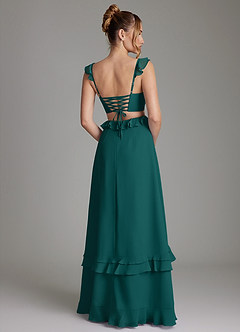Azazie Malaya Bridesmaid Dresses Peacock A-Line Corset Chiffon Dress image2