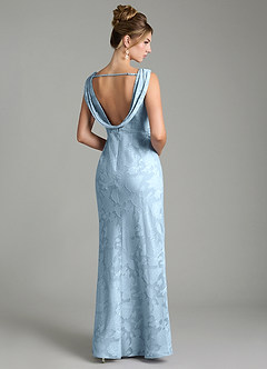 Azazie Kieryn Bridesmaid Dresses Sky Blue Mermaid Pleated Floral Burnout Dress image12