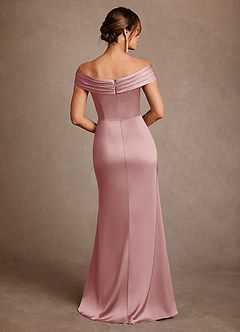 Azazie Bedford Mother of the Bride Dresses Dusty Rose Sheath Pleated Stretch Satin Dress image3