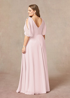 Azazie Bronwyn Mother of the Bride Dresses Blushing Pink A-Line V-Neck Ruched Chiffon Dress image9