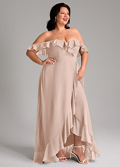 Azazie Lyra Bridesmaid Dresses English Rose A-Line Chiffon Convertible Dress image14