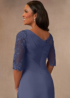 Azazie Dionysus Final Sale Stormy A-Line Boatneck Lace Chiffon Dress image5