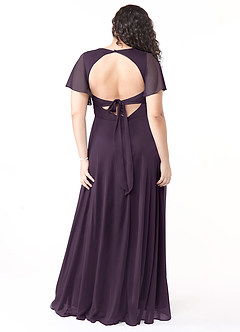 Azazie Induh Bridesmaid Dresses Plum A-Line Flutter V-neck Mesh Dress image8