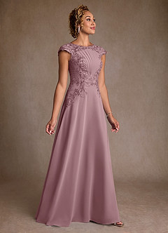 Azazie Christi vestidos de madre de la novia Vestido de Rosa Polvorienta de Gasa de Corte en A con Encaje image3
