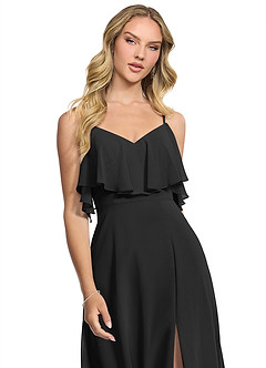 Azazie Jean Bridesmaid Dresses Black A-Line Chiffon Convertible Dress image4