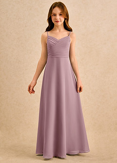 Azazie Hollie Girls Formal vestidos de niña de las flores Vestido de Rosa Polvorienta de Gasa de Corte en A con Escote de Corazón image3