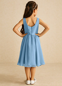 Azazie Ari Flower Girl Dresses Steel Blue A-Line Sleeveless Chiffon Dress image6