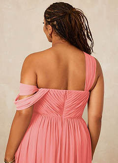 Christian Siriano Bridal for Azazie 1014 Bridesmaid Dresses Coral A-Line Off the Shoulder Chiffon Dress image16