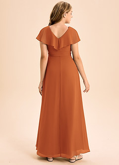 Azazie Lainey Junior Cinnamon A-Line with Pockets Chiffon Dress image2