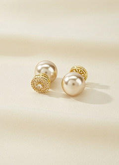 front Rita Diamond Pearl Earrings