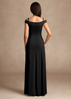 Azazie Ewa Moeder van de bruid jurken A-Lijn Jurk van Mesh Off the Shoulder Zwart image8