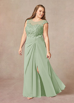 Azazie Libby Mother of the Bride Dresses Dusty Sage A-Line Scoop Sequins Chiffon Dress image9