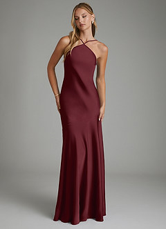 Azazie Carly Bridesmaid Dresses Cabernet Mermaid Pleated Stretch Satin Convertible Dress image8