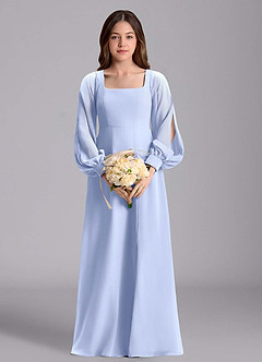 Azazie Bondi Junior A-Linie Blouson Chiffon Kleid Eis image3