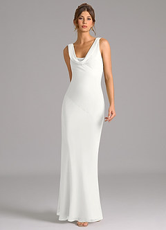 Azazie Rylina Bridesmaid Dresses White Mermaid Pleated Chiffon Dress image4