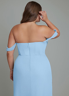 Azazie Johana Bridesmaid Dresses Powder Blue Mermaid Off the Shoulder Chiffon Convertible Dress image14