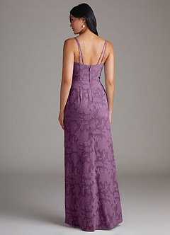 Azazie Leo Bridesmaid Dresses Wisteria Sheath Pleated Floral Burnout Dress image2