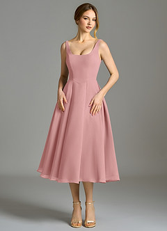 Azazie Amalie Bridesmaid Dresses Dusty Rose A-Line Pleated Chiffon Dress image4
