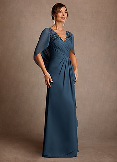 Azazie Santa Clara vestidos de madre de la novia Vestido Azul Marino Oscuro de Encaje de Corte en A image4