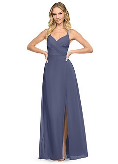 Azazie Davis Bridesmaid Dresses Stormy A-Line V-Neck Chiffon Dress image2