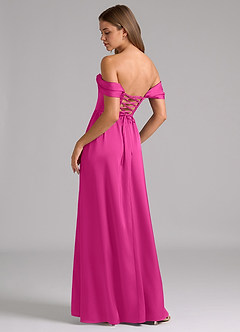 Azazie Hattie Brautjungfernkleider A-Linie Korsett Stretch-Satin Kleid Fuchsia image2