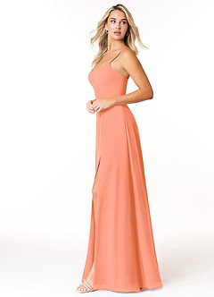 Azazie Moira Brautjungfernkleider A-Linie Schaufel Chiffon Kleid Sonnenuntergang image3