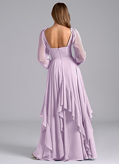 Azazie Karan Bridesmaid Dresses Frosted Lilac A-Line Long Sleeve Chiffon Dress image2