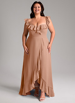 Azazie Lyra Robes de demoiselle d'honneur Robe Trapèze Convertible en Mousseline de soie Champagne Rosé image5