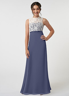 Azazie Rana Junior Stormy A-Line Lace Chiffon Dress image1