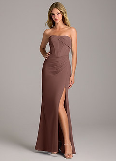 Azazie Chantel Bridesmaid Dresses Espresso Sheath Strapless Chiffon Convertible Dress image3